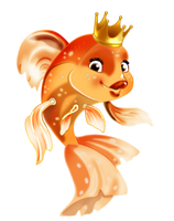 a goldfish with a crown